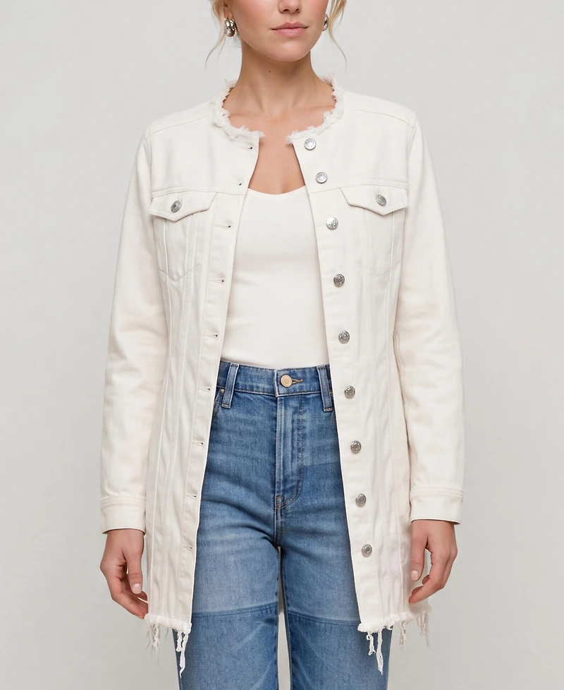 Liverpool Los Angeles Women's Collarless Trucker Denim Dress