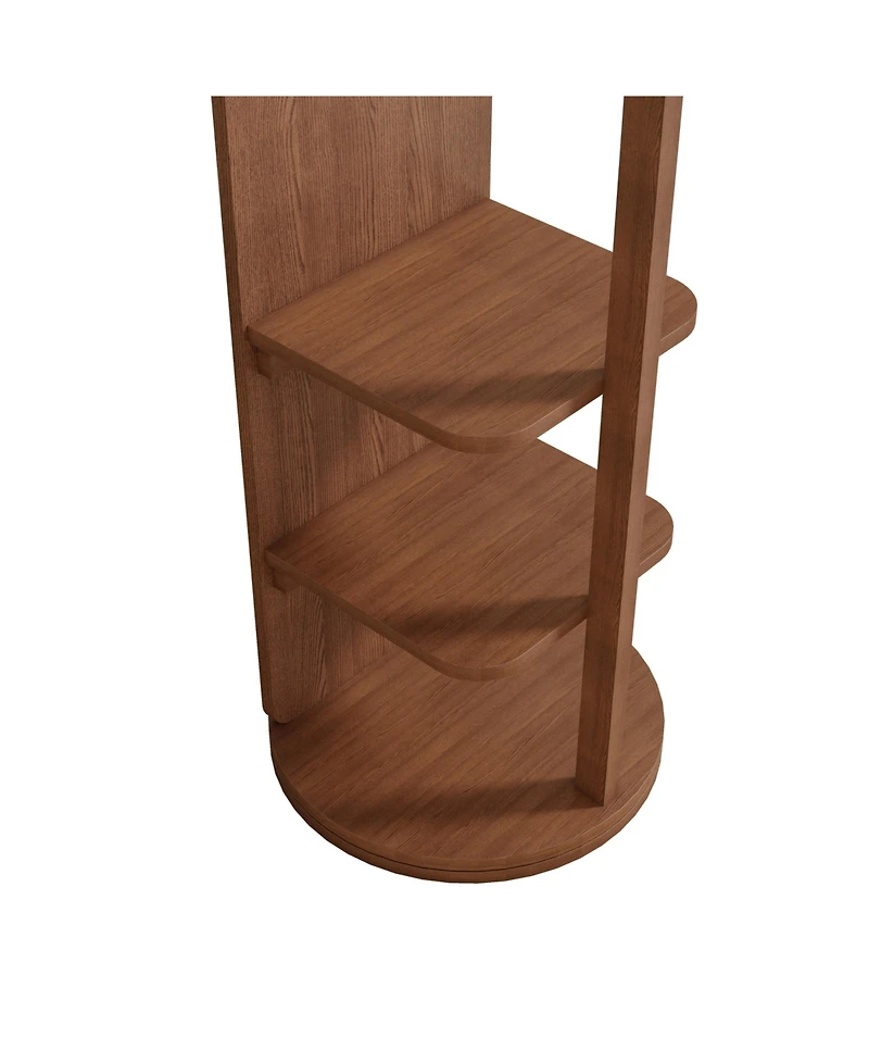 Midola 360degree(s) Rotating 66"x17.8" Multifunctional Full Length Mirror with Hook Storage Rack Coat Rack with Mirror Solid Wood Floor Mirror