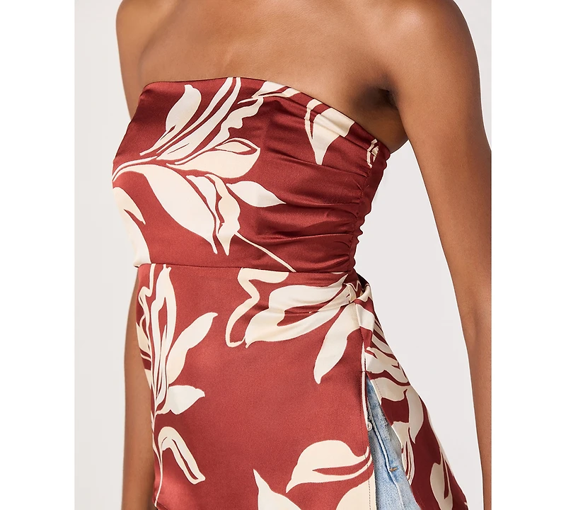Astr the Label Women's Printed Asymmetric Strapless Top