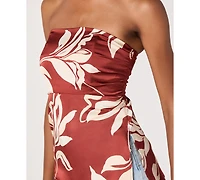 Astr the Label Women's Printed Asymmetric Strapless Top