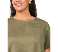 Vince Camuto Plus Paneled Exposed Stitching Shift Mini Dress