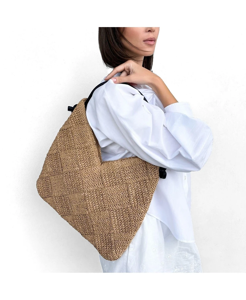 Adornia Fine Women's Raffia Shoulder Hobo Bag