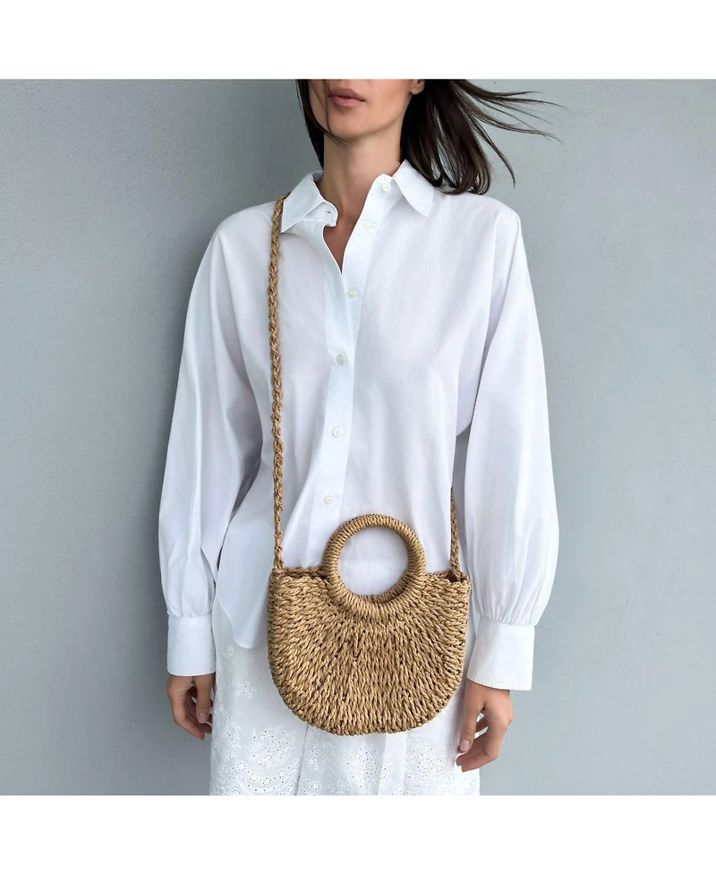 Adornia Fine Basket Arc Handle Bag with Shoulder Strap