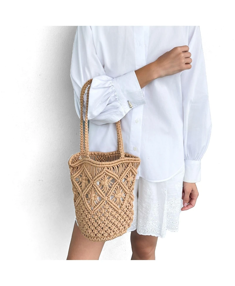 Adornia Fine Women's Natural Raffia Crochet Tote