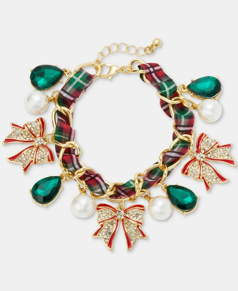 Holiday Lane Woven Ribbon Statement Charm Bracelet, Macy's Exclusive