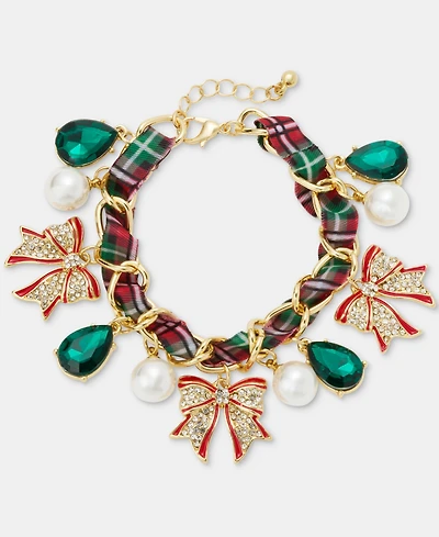 Holiday Lane Woven Ribbon Statement Charm Bracelet, Macy's Exclusive