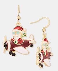 Holiday Lane Santa Claus Pilot Plane Drop Earrings, Macy's Exclusive