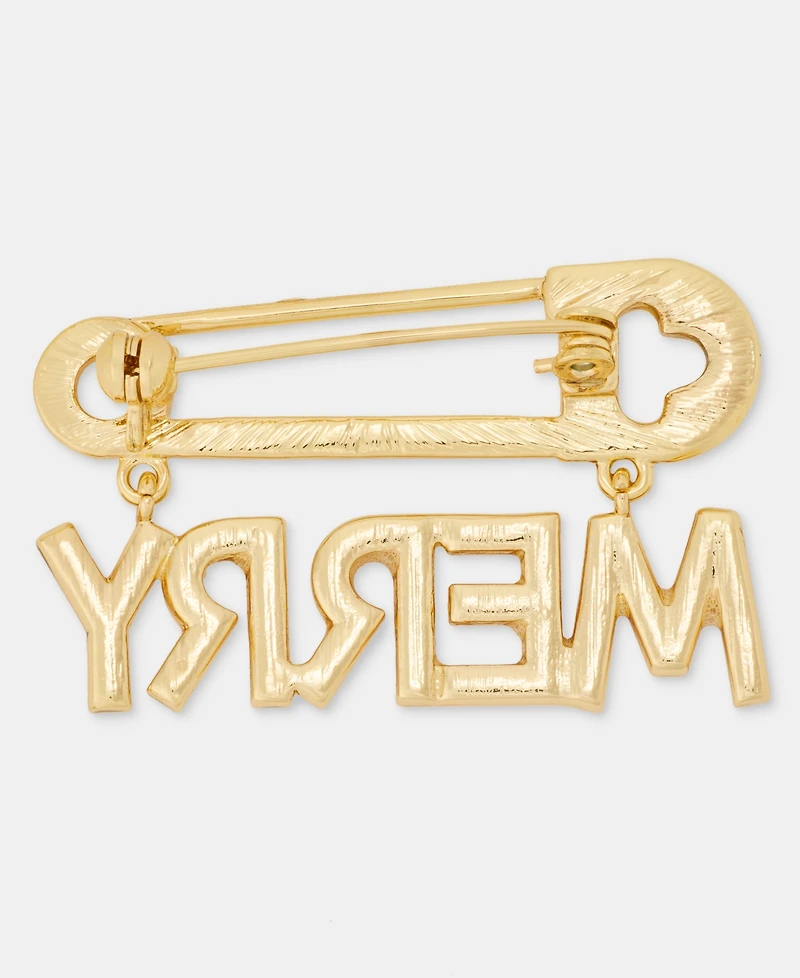 Holiday Lane Gold-Tone Merry Glass Pin, Macy's Exclusive