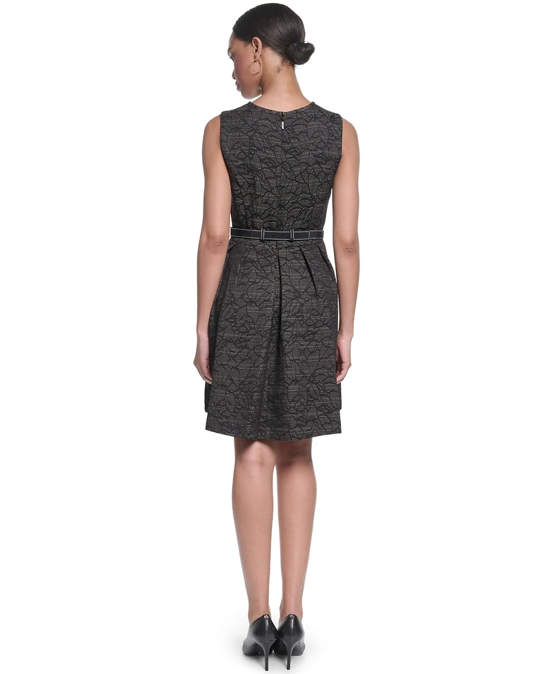 Karl Lagerfeld Paris Women's Crewneck Fit and Flare Dress