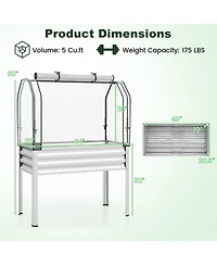 Gouun Galvanized Raised Garden Bed with Legs and Greenhouse Cover