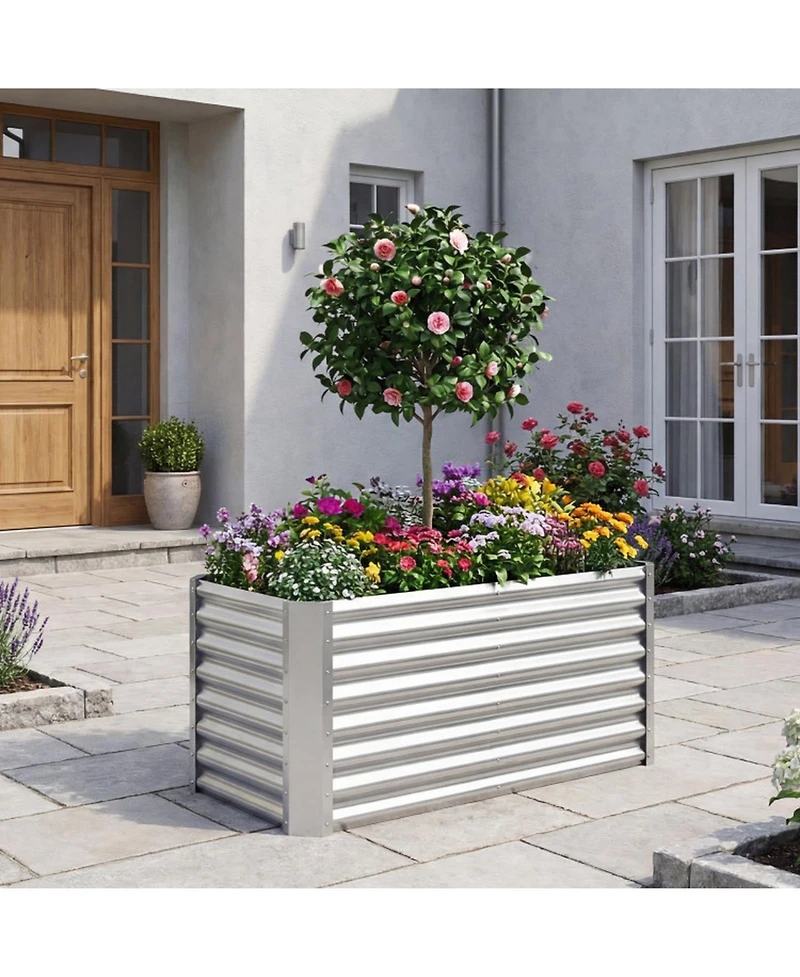 Gouun 4 x 2 x 2 ft Galvanized Steel Raised Garden Bed Planter Box