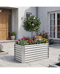 Gouun 4 x 2 x 2 ft Galvanized Steel Raised Garden Bed Planter Box