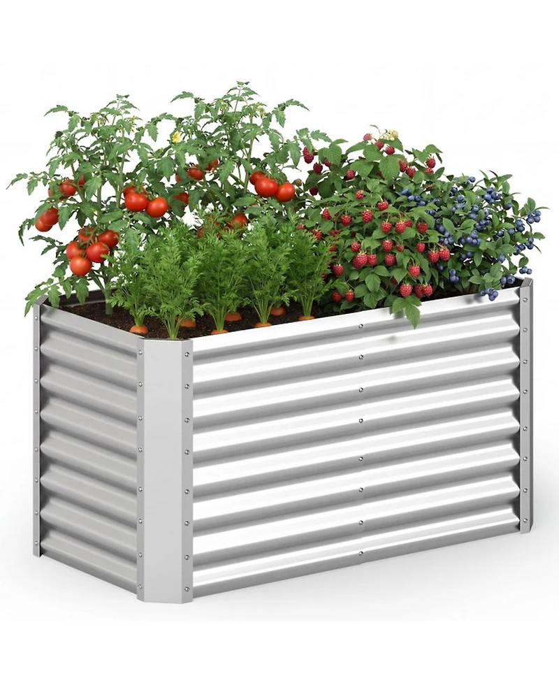 Gouun 4 x 2 x 2 ft Galvanized Steel Raised Garden Bed Planter Box