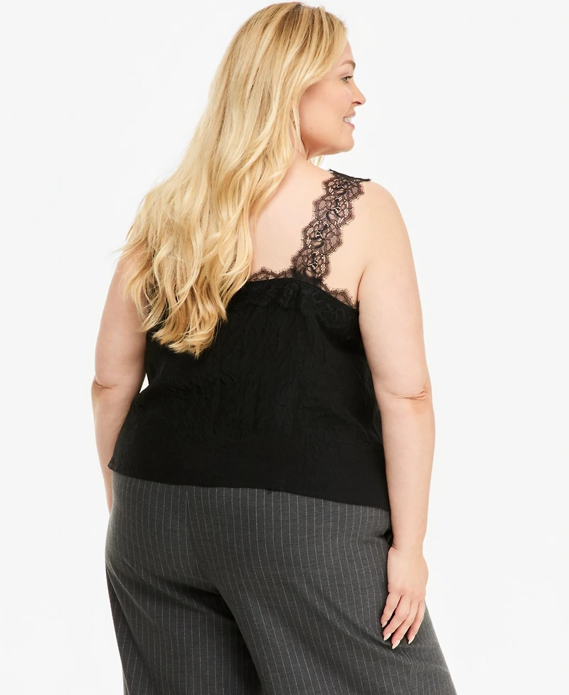 On 34th Plus Lace-Trim Crinkle-Texture Camisole, Macy's Exclusive