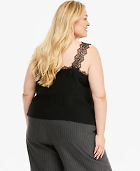On 34th Plus Lace-Trim Crinkle-Texture Camisole, Macy's Exclusive