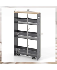 Gouun 4-Tier Rolling Kitchen Storage Cart for Narrow Spaces