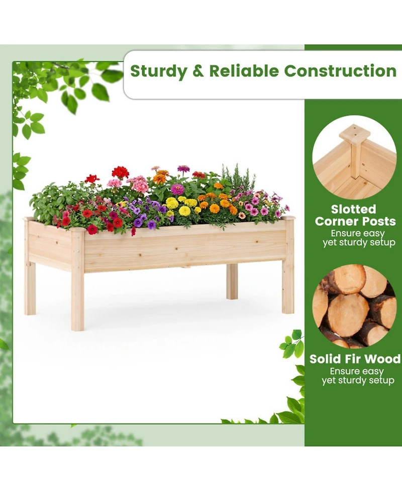 Gouun Wooden Raised Garden Bed Set of 2 with Legs Elevated Fir Wood Planter Box