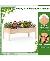Gouun Wooden Raised Garden Bed Set of 2 with Legs Elevated Fir Wood Planter Box