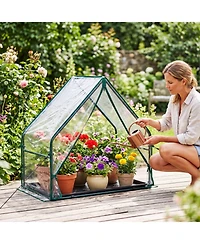 Gouun Mini Greenhouse Metal Frame with Waterproof Bottom Mat and Wind Ropes