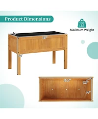Gouun Elevated Wood Raised Garden Bed with Liner and Drainage Holes