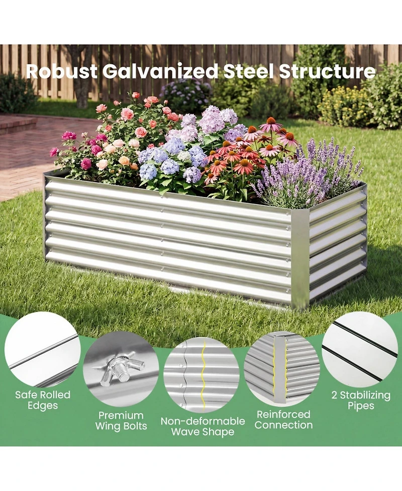 Gouun 68 x 33 x 21 in Galvanized Steel Raised Garden Bed with Cover