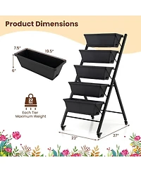 Gouun 5-Tier Vertical Raised Garden Bed with Wheels for Backyard Gardening