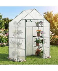 Gouun Portable Walk-In Greenhouse 3-Tier with 6 Metal Wire Shelves