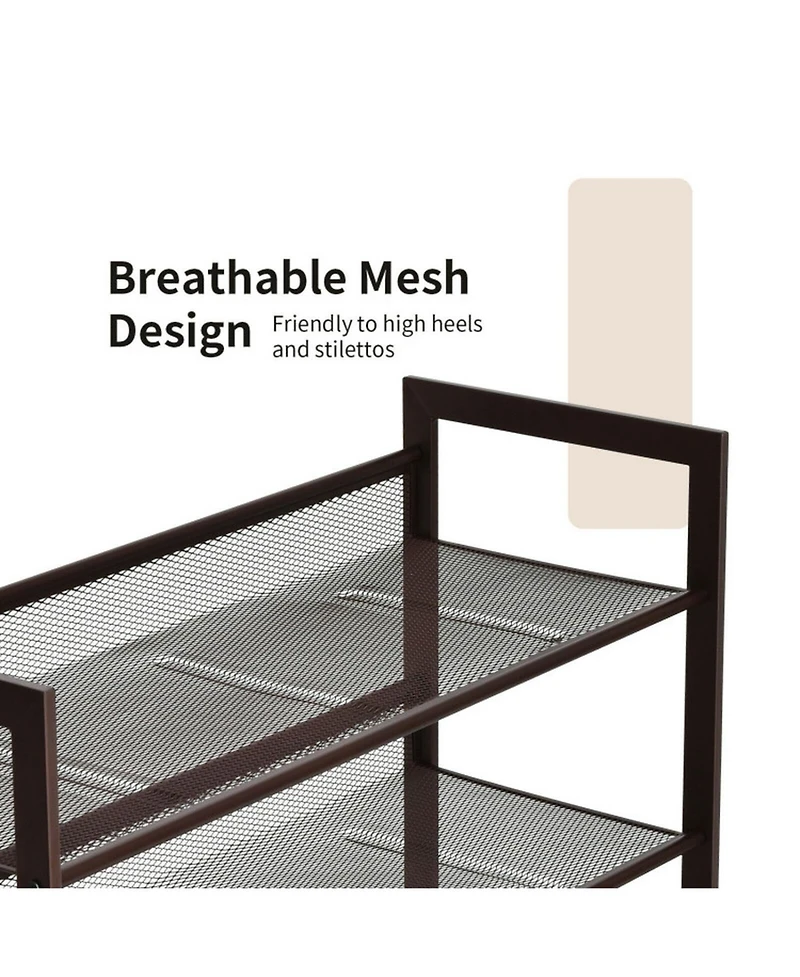 Gouun 4-Tier Metal Shoe Rack with Flat and Slanted Shelves