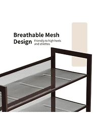 Gouun 4-Tier Metal Shoe Rack with Flat and Slanted Shelves