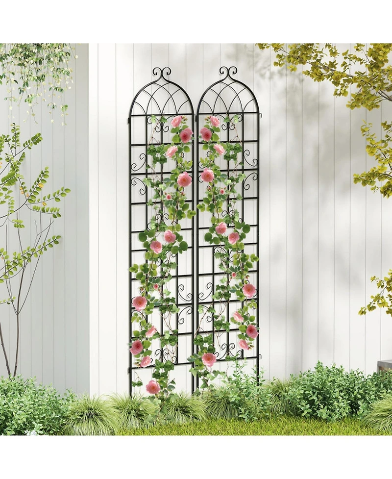 Gouun 2-Pack 86-Inch Metal Garden Trellis for Climbing Plants