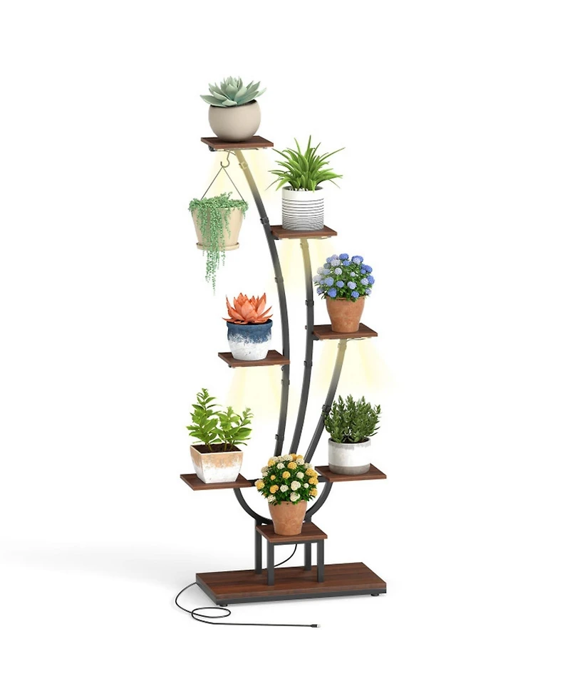 Gouun 8-Tier Indoor Plant Stand with Led Grow Lights