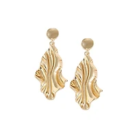 Sohi Women's Gold Metallic Ripple Drop Earrings