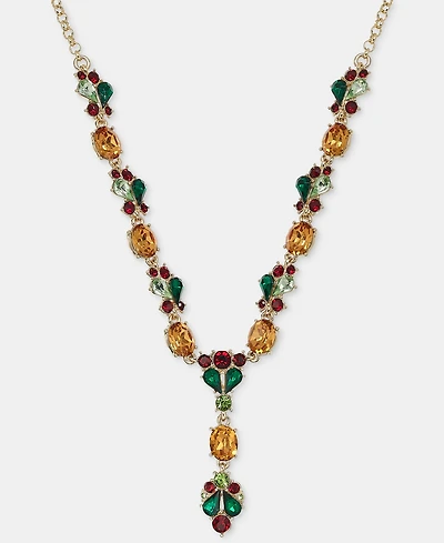 Holiday Lane Gold-Tone Mistletoe Drop Necklace, Macy's Exclusive