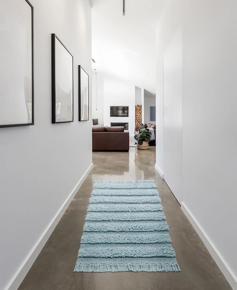 Vcny Home Savannah Fringe Stripe Bath Rug Runner, 24" x 60"