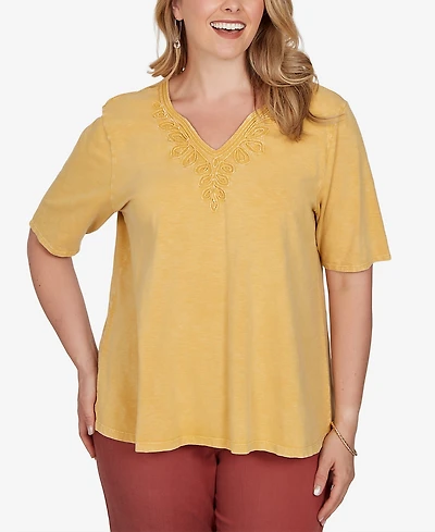 Ruby Rd. Plus Soutache V-Neck Knit Top