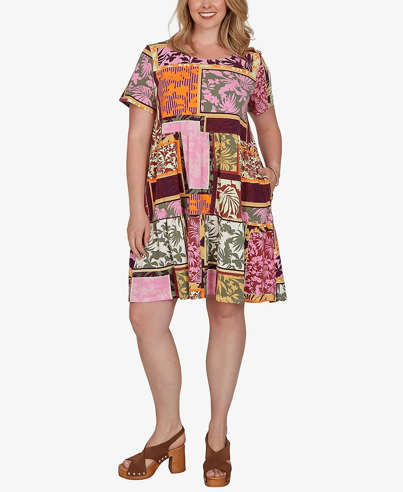 Ruby Rd. Plus Tropical Patchwork Pocket Dress