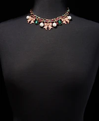 Holiday Lane Woven Ribbon Statement Charm Necklace, 16" + 3" extender, Macy's Exclusive