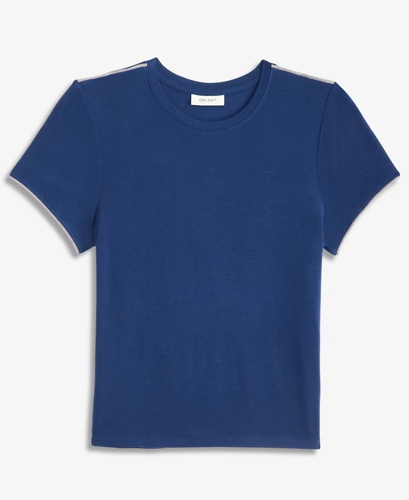 On 34th Women's Piped Tissue Jersey Layering Crewneck T-Shirt, Macy's Exclusive