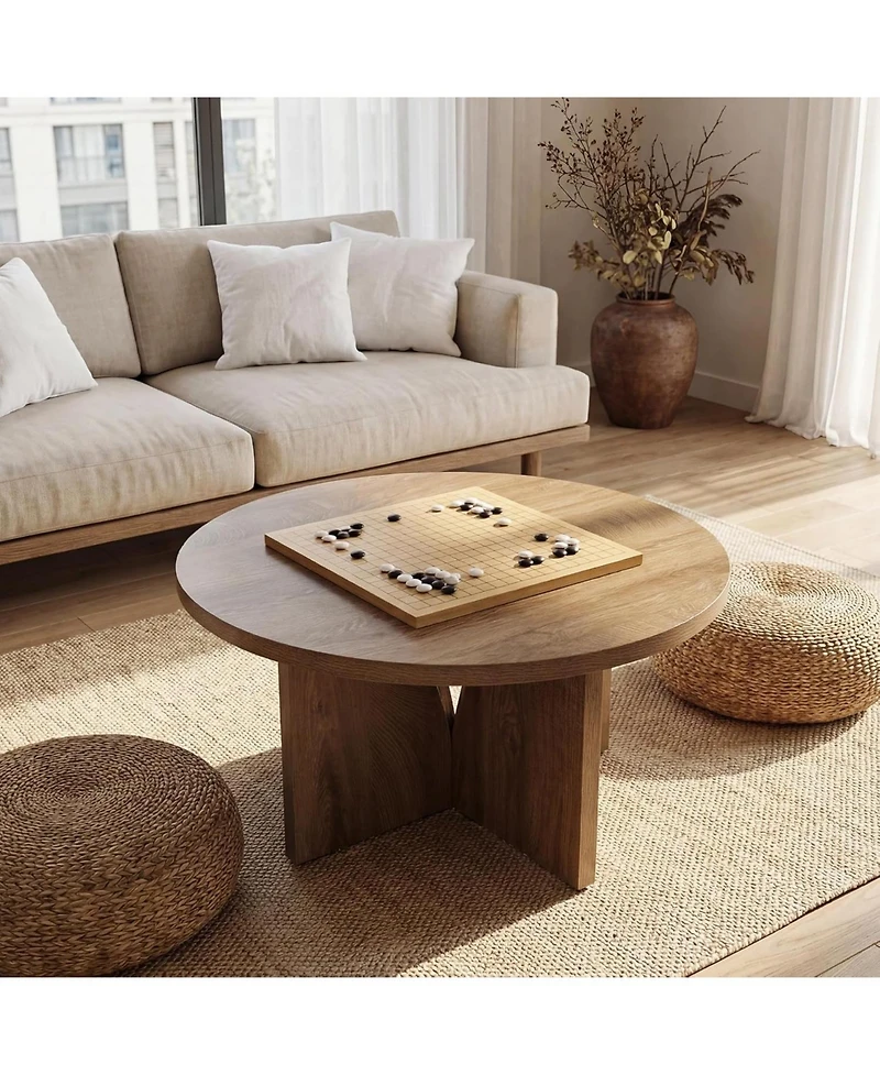 Tribesigns 31.5'' Round Coffee Table, Circle Center Table for Living Room, Modern Wooden Coffee Table