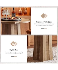 Tribesigns Round Bar Table, 35.43-Inch-High Bistro Pub Table with Fluted Base