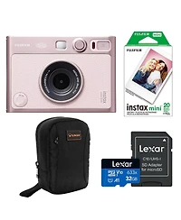Fujifilm Instax Mini Evo Instant Film Camera, Pink With Fujifilm Instax Mini Film Twin Pack(20), Slinger Alpine 2 Camera Bag, And Lexar Hp 633X Mcrosd