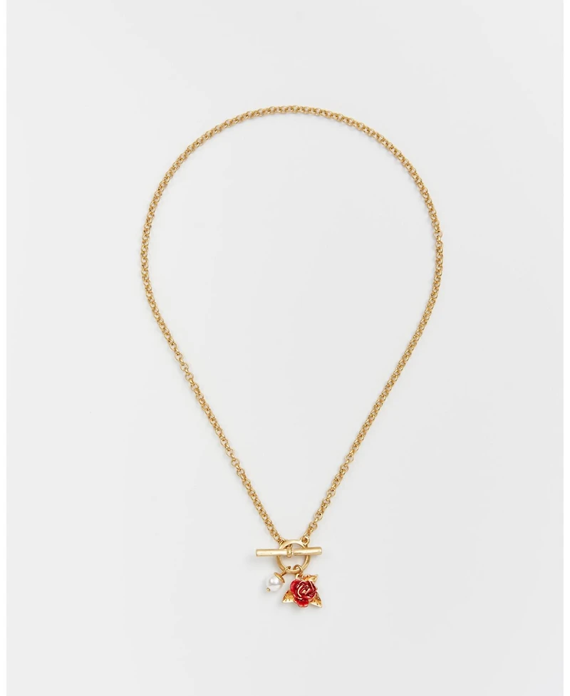 Fable England English Rose Pearl Gold Chain Necklace