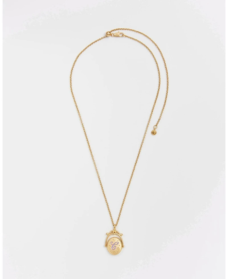 Fable England C Initial Cornflower Gold Spinner Chain Necklace