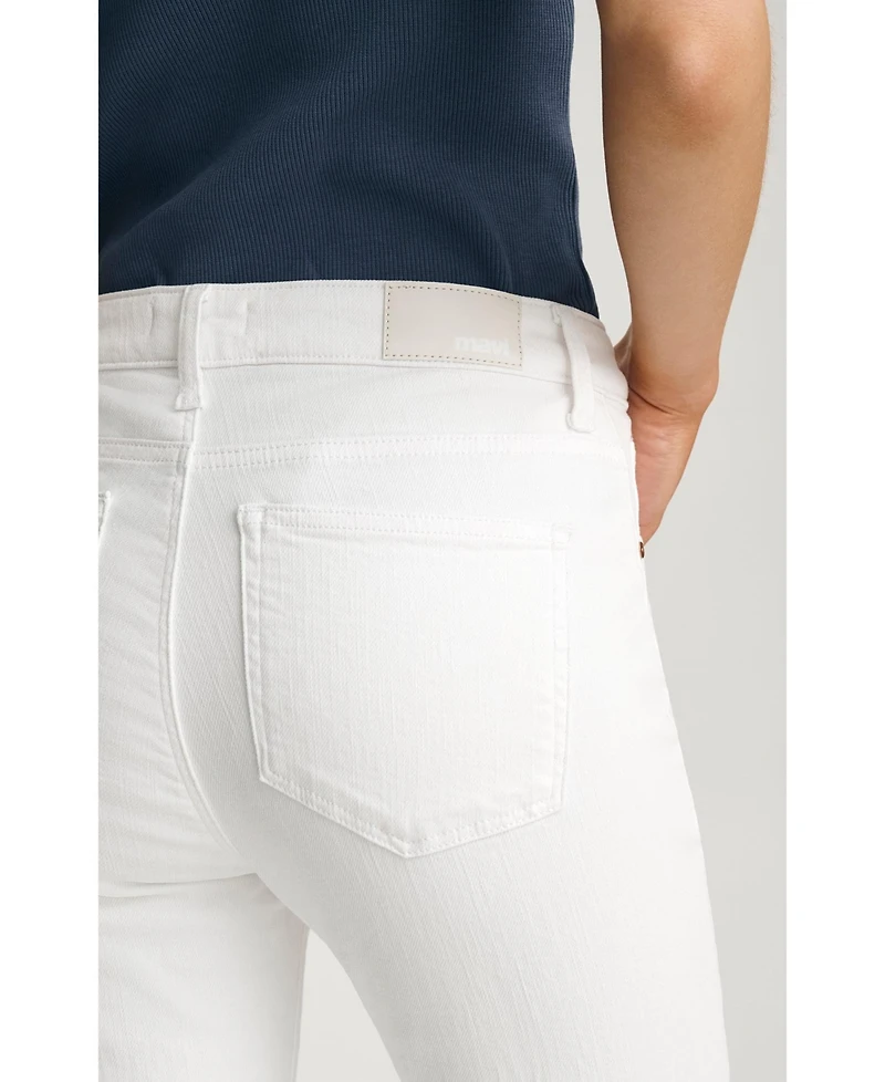 Mavi Jeans Women's Anika Mid Rise Cropped Flare In White Flex Blue