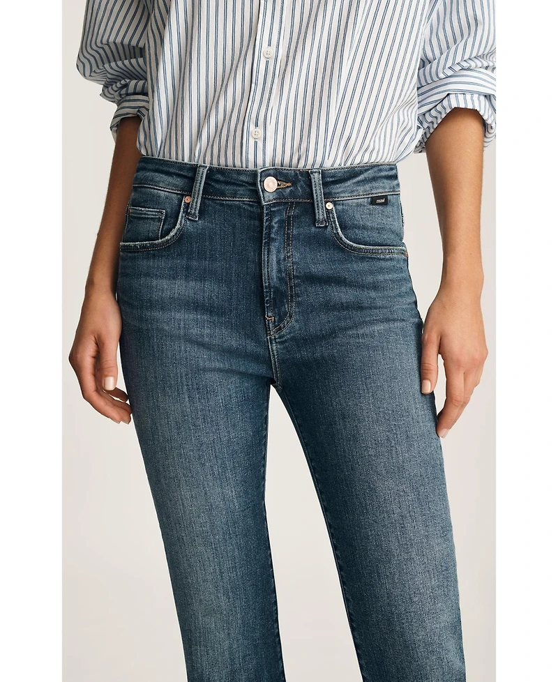 Mavi Jeans Women's Anika Mid Rise Cropped Flare Dark Brushed Flex Blue