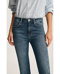 Mavi Jeans Women's Anika Mid Rise Cropped Flare Dark Brushed Flex Blue