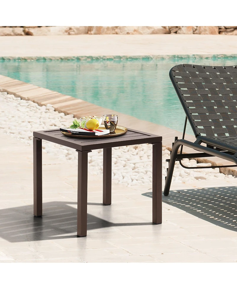Pellebant Outdoor End Table Aluminum Square Patio Side