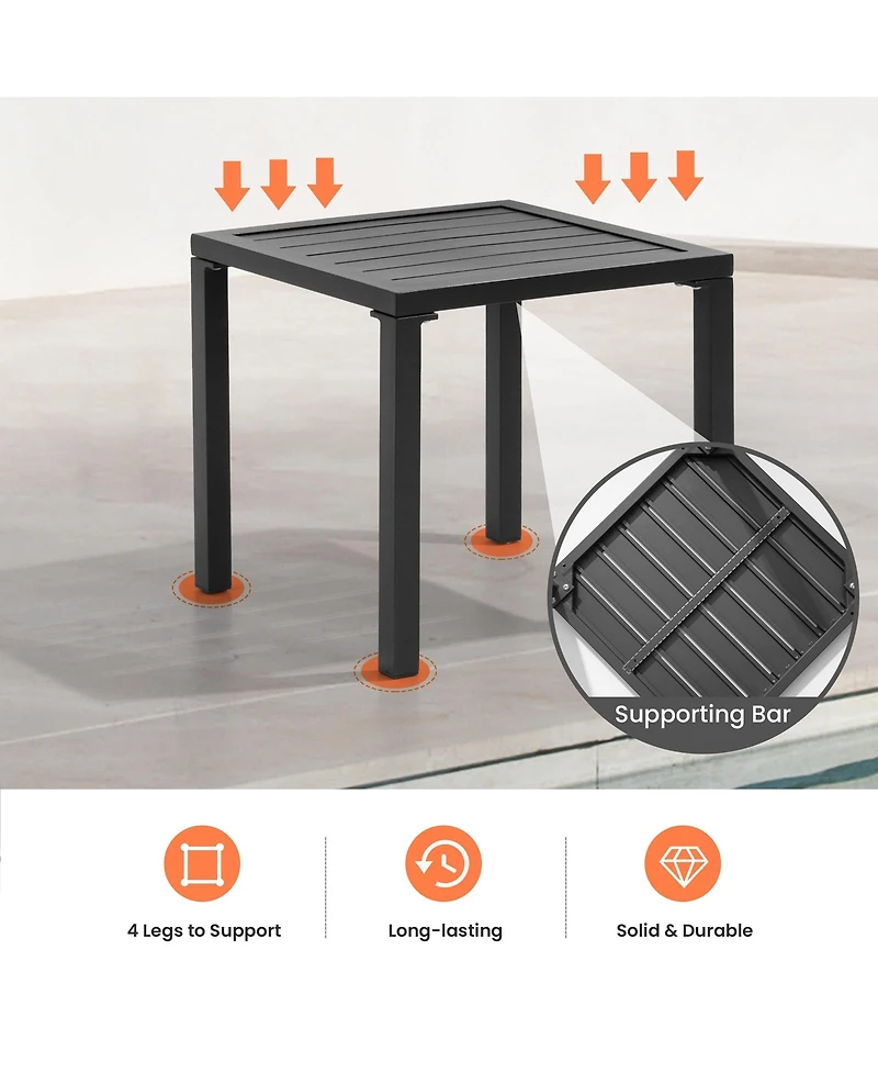 Pellebant Outdoor End Table Aluminum Square Patio Side