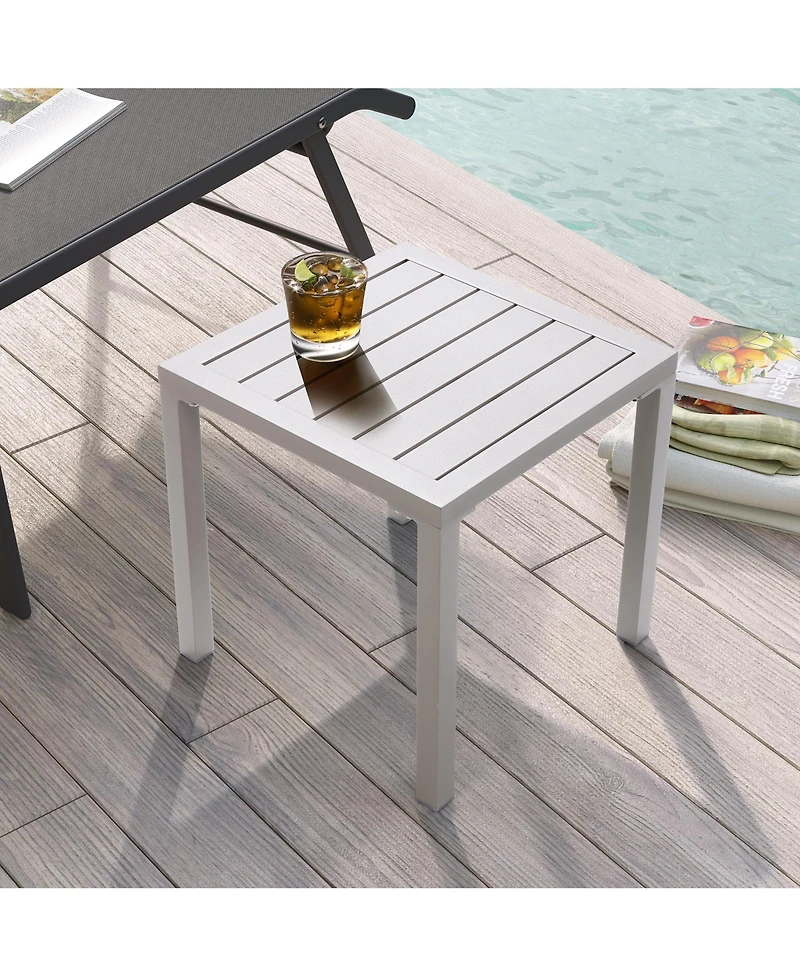 Pellebant Outdoor End Table Aluminum Square Patio Side