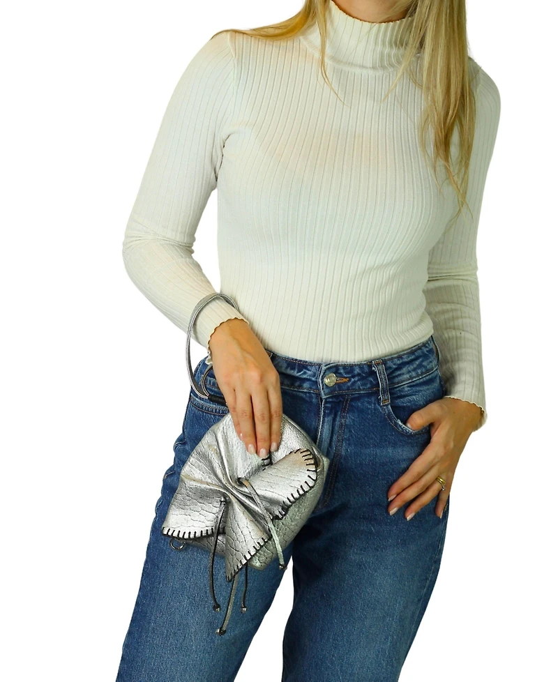 Carlos Falchi Mini Butterfly Lambskin Leather Bag